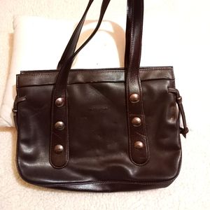 VTG LONGCHAMP PARIS BROWN LEATHER BAG